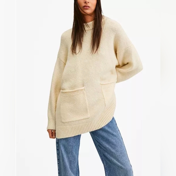 Mango Sweaters - Mango Cream Cowl Neck Sweater